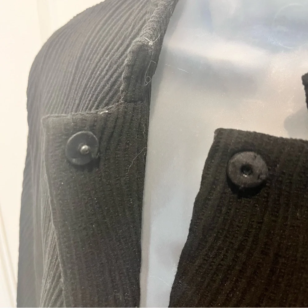 Eileen Fisher Textured Black Cardigan Blazer Jacket Pockets Size M